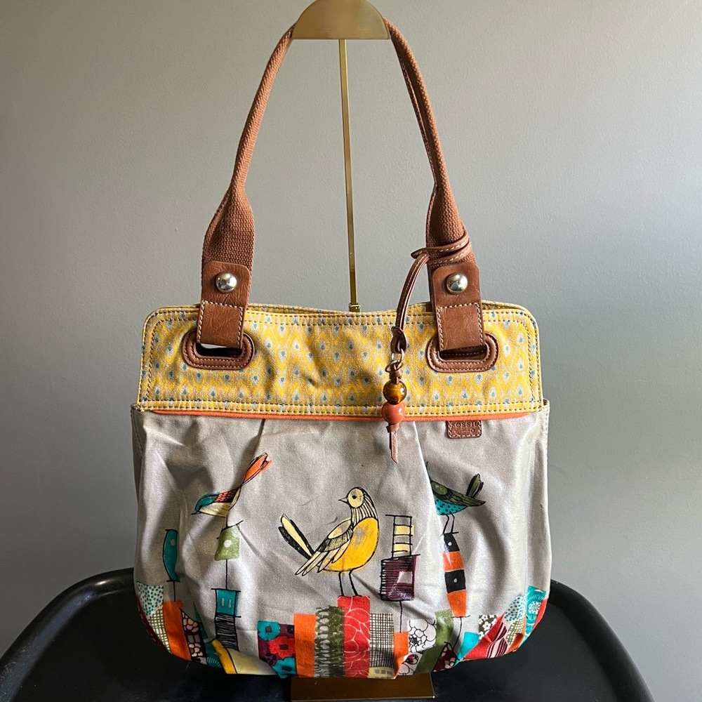 Fossil Multicolor Shoulder Bag with Bird Design
